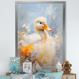 White and yellow Duck Feathered Elegance - White Duck Wall Art