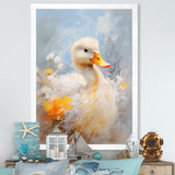 White and yellow Duck Feathered Elegance - White Duck Wall Art