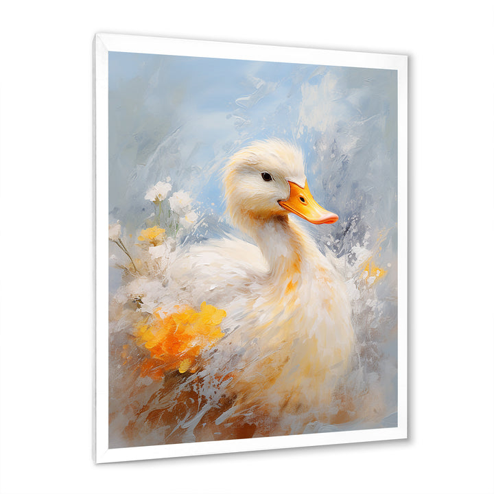 White and yellow Duck Feathered Elegance - White Duck Wall Art