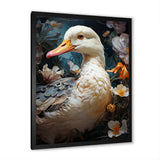 White duck Feathered floral Elegance - Duck Large Canvas Wall Art