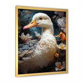 White duck Feathered floral Elegance - Duck Large Canvas Wall Art