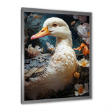 White duck Feathered floral Elegance - Duck Large Canvas Wall Art