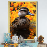 Brown and yellow baby duck at the lake - Duck Home Decor Art