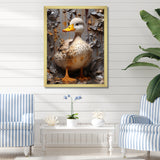 Grey and yellow duck Feathered Elegance - Duck Living Room Wall Art