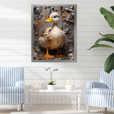Grey and yellow duck Feathered Elegance - Duck Living Room Wall Art