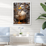 Grey and yellow duck Feathered Elegance - Duck Living Room Wall Art