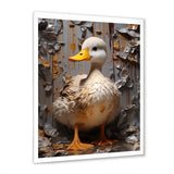 Grey and yellow duck Feathered Elegance - Duck Living Room Wall Art