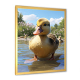Yellow and green baby duck photo at the lake - Duck Bedroom Wall Art