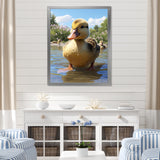 Yellow and green baby duck photo at the lake - Duck Bedroom Wall Art