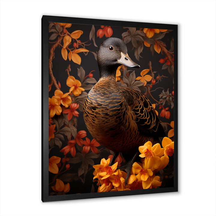 Brown and yellow duck Feathered Elegance - Duck Canvas Wall Art