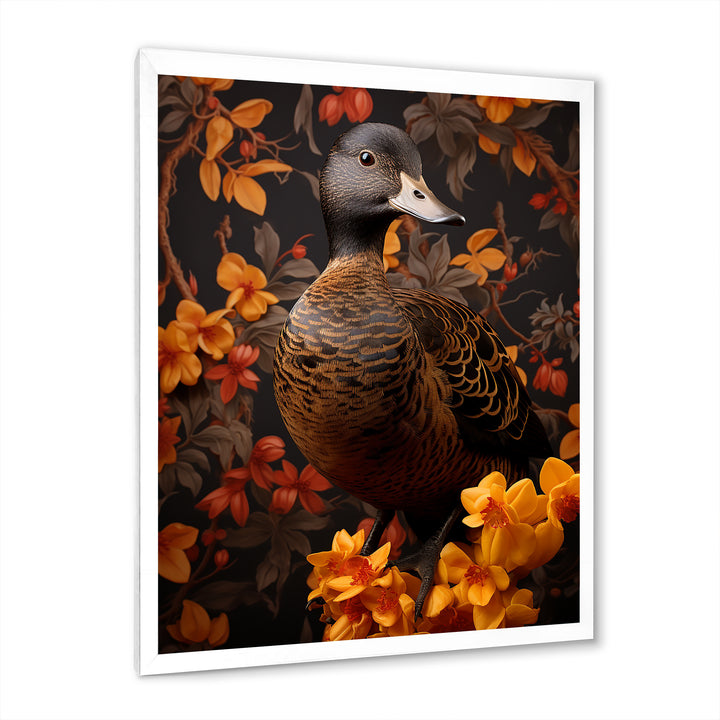 Brown and yellow duck Feathered Elegance - Duck Canvas Wall Art