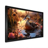 Brown duck Feathered floral Elegance - Duck Canvas Wall Art