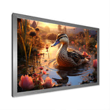 Brown duck Feathered floral Elegance - Duck Canvas Wall Art
