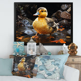 Yellow and black duck Feathered pond Elegance - Duck Wall Decor