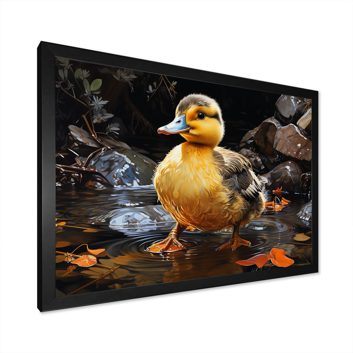Yellow and black duck Feathered pond Elegance - Duck Wall Decor