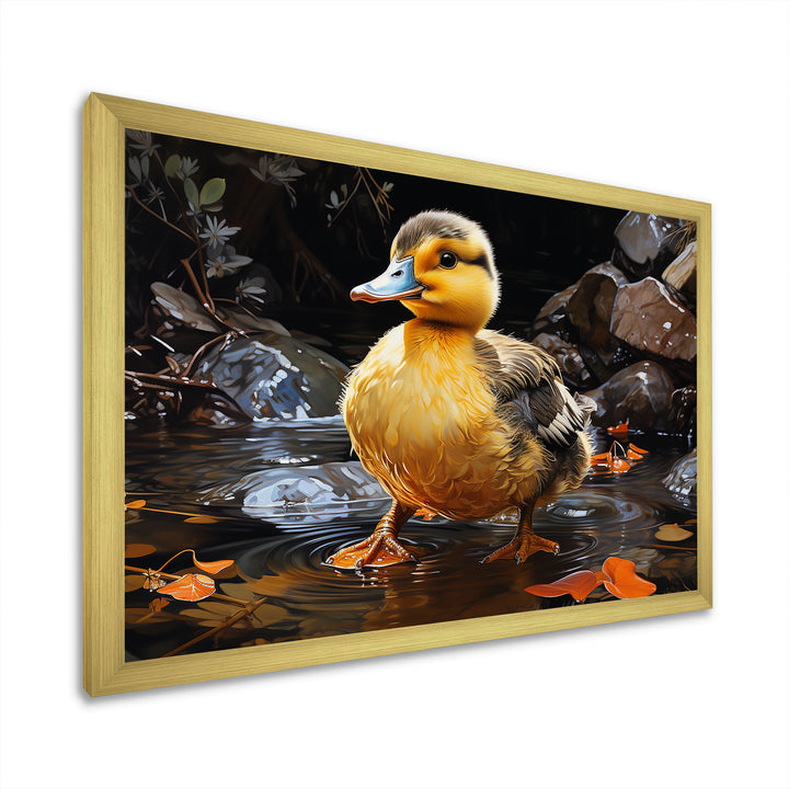 Yellow and black duck Feathered pond Elegance - Duck Wall Decor