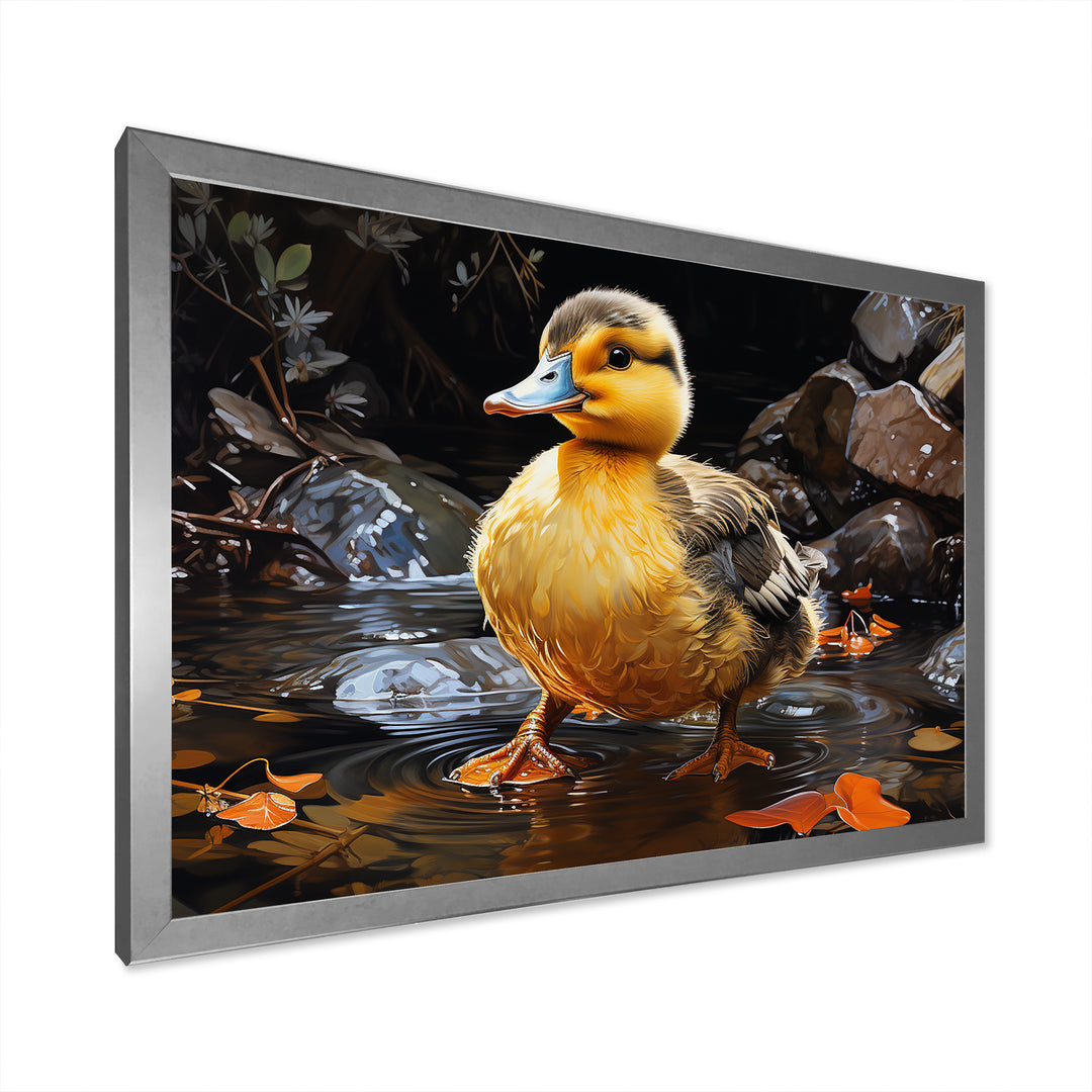 Yellow and black duck Feathered pond Elegance - Duck Wall Decor