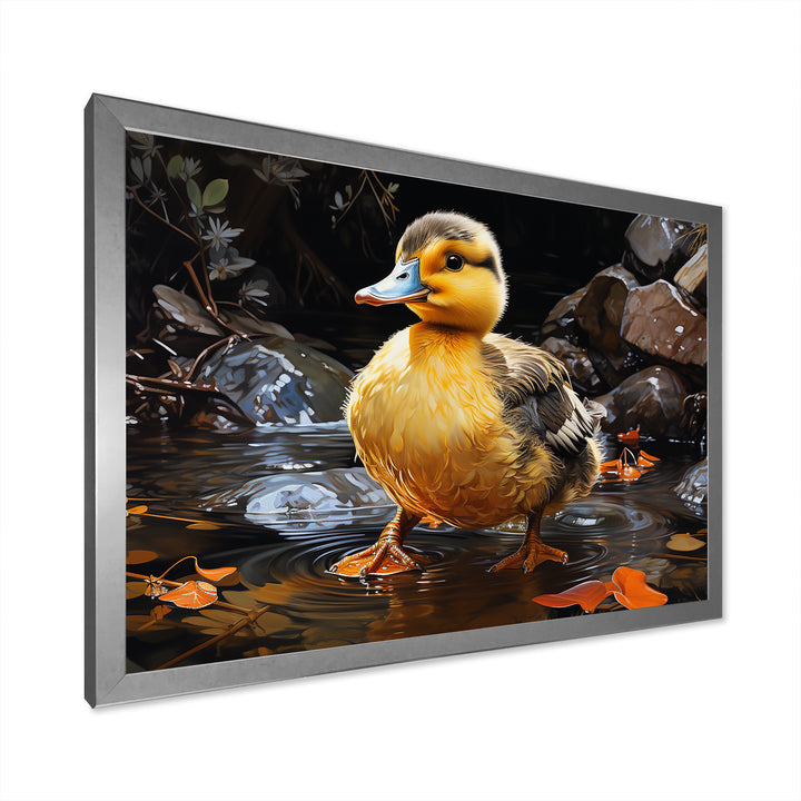 Yellow and black duck Feathered pond Elegance - Duck Wall Decor