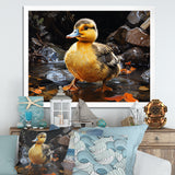 Yellow and black duck Feathered pond Elegance - Duck Wall Decor