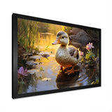 Yellow and green duck Feathered pond Elegance - Duck Wall Decor