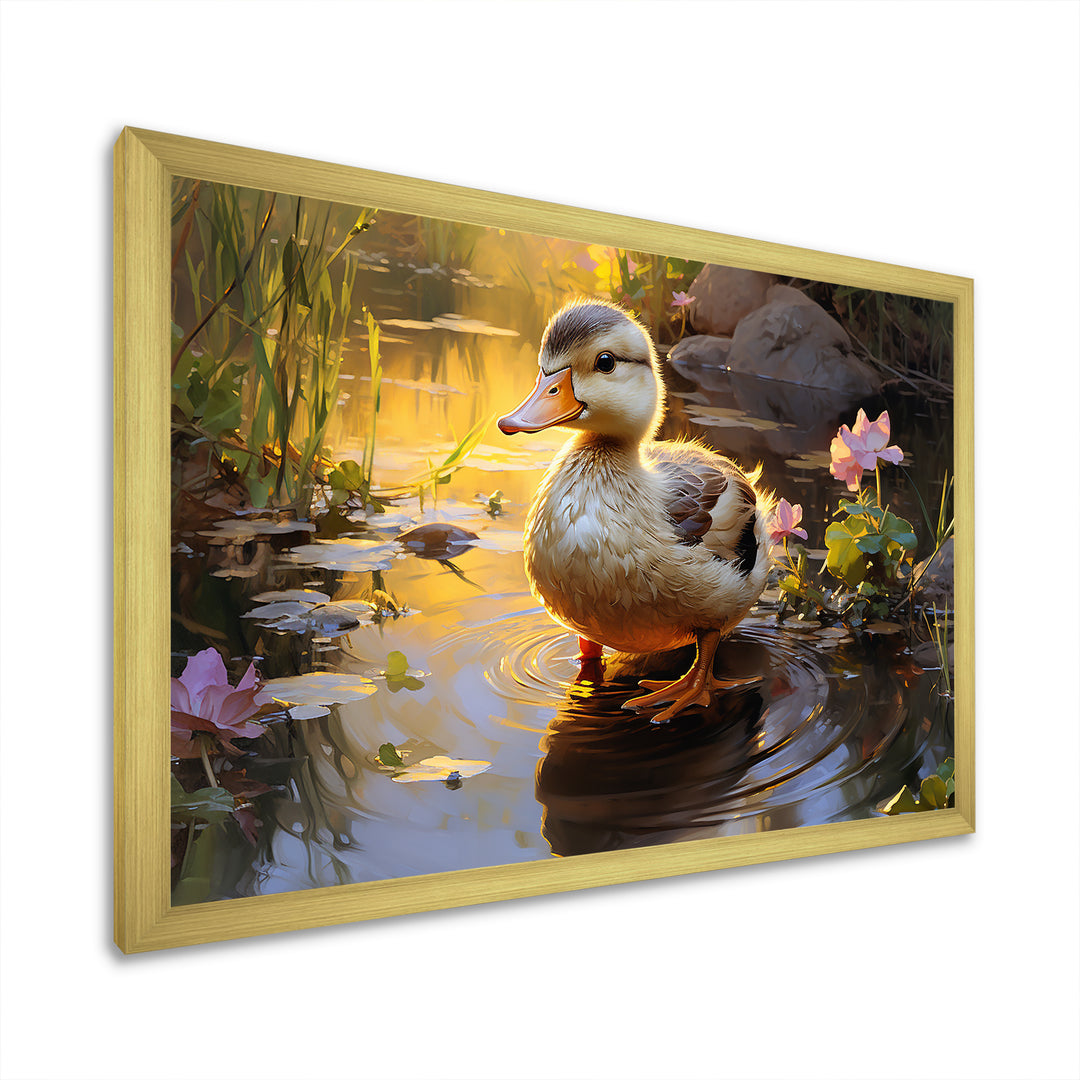Yellow and green duck Feathered pond Elegance - Duck Wall Decor
