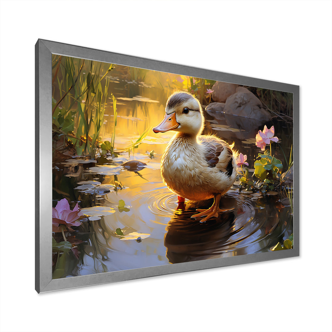 Yellow and green duck Feathered pond Elegance - Duck Wall Decor