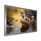 Yellow and green duck Feathered pond Elegance - Duck Wall Decor