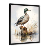 Minimalist Mallard Duck at the pond II - Animals Canvas Wall Art