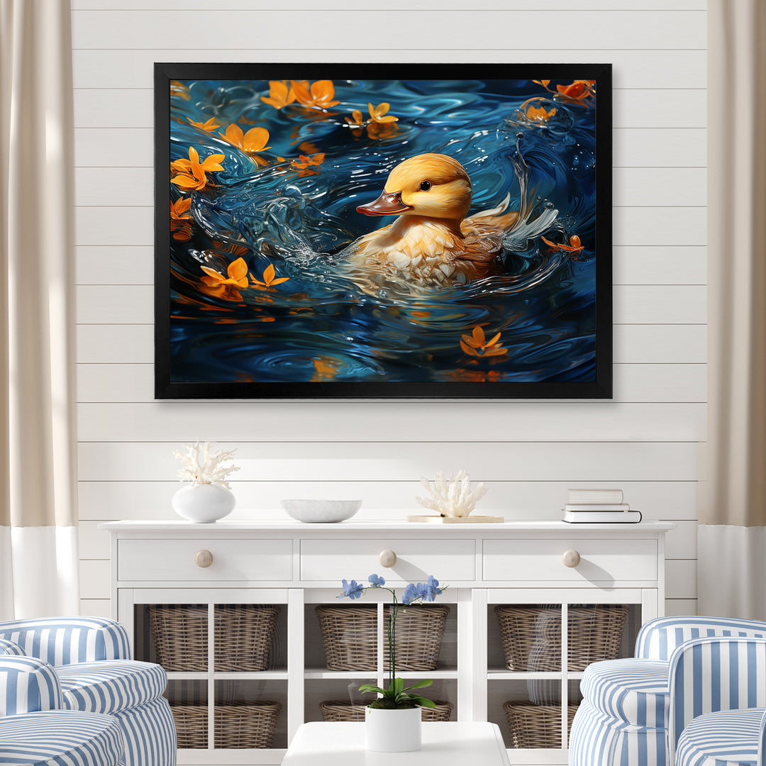 Minimalist Cute Mallard - Yellow Duck Wall Art