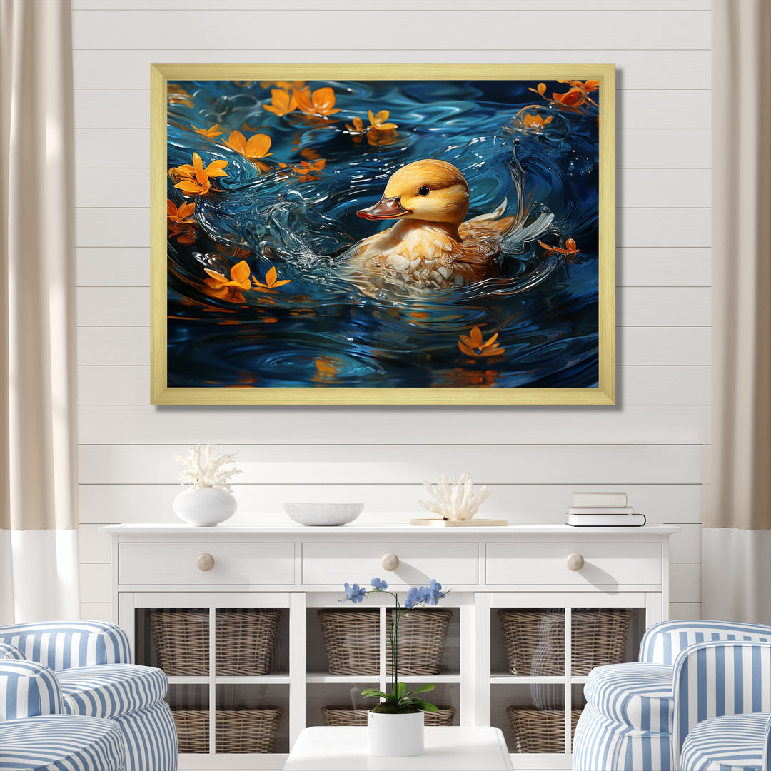 Minimalist Cute Mallard - Yellow Duck Wall Art