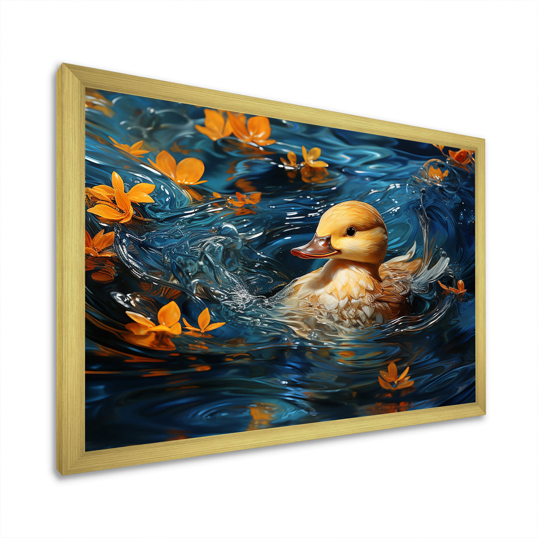 Minimalist Cute Mallard - Yellow Duck Wall Art