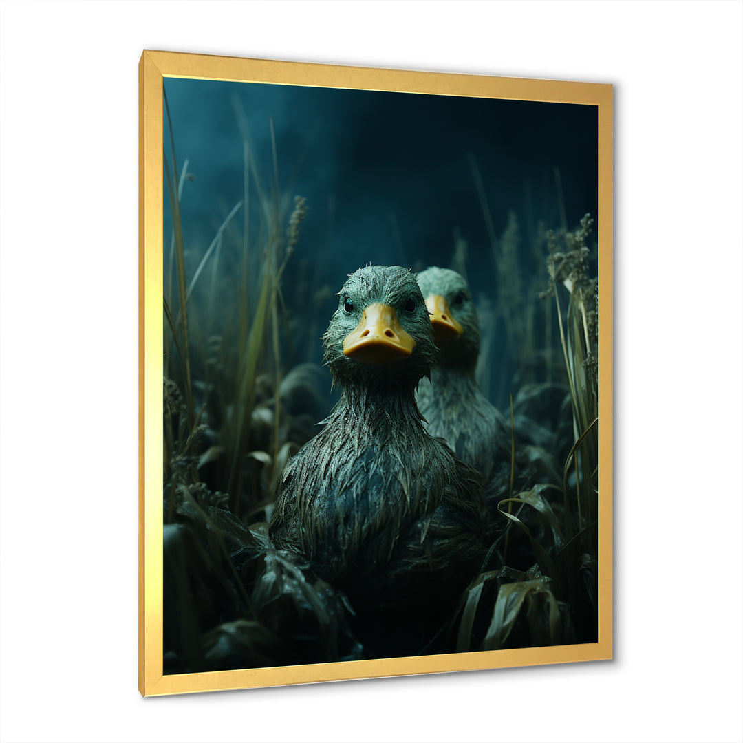 Midnight Misty Marsh duck - Duck Large Canvas Wall Art