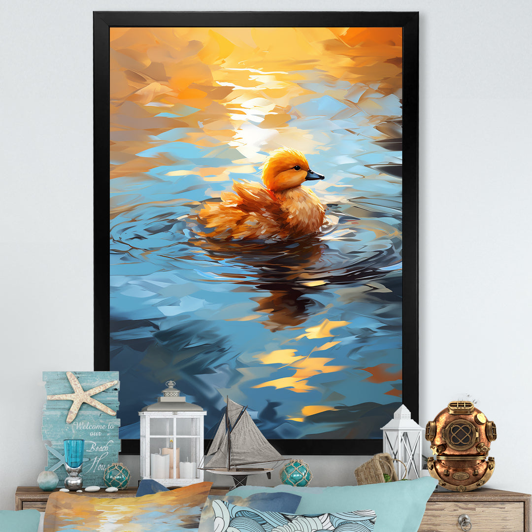 Yellow Duck Morning Quack Lake - Duck Bedroom Wall Art