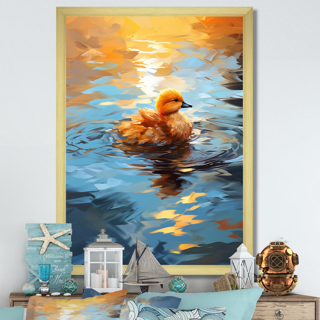 Yellow Duck Morning Quack Lake - Duck Bedroom Wall Art
