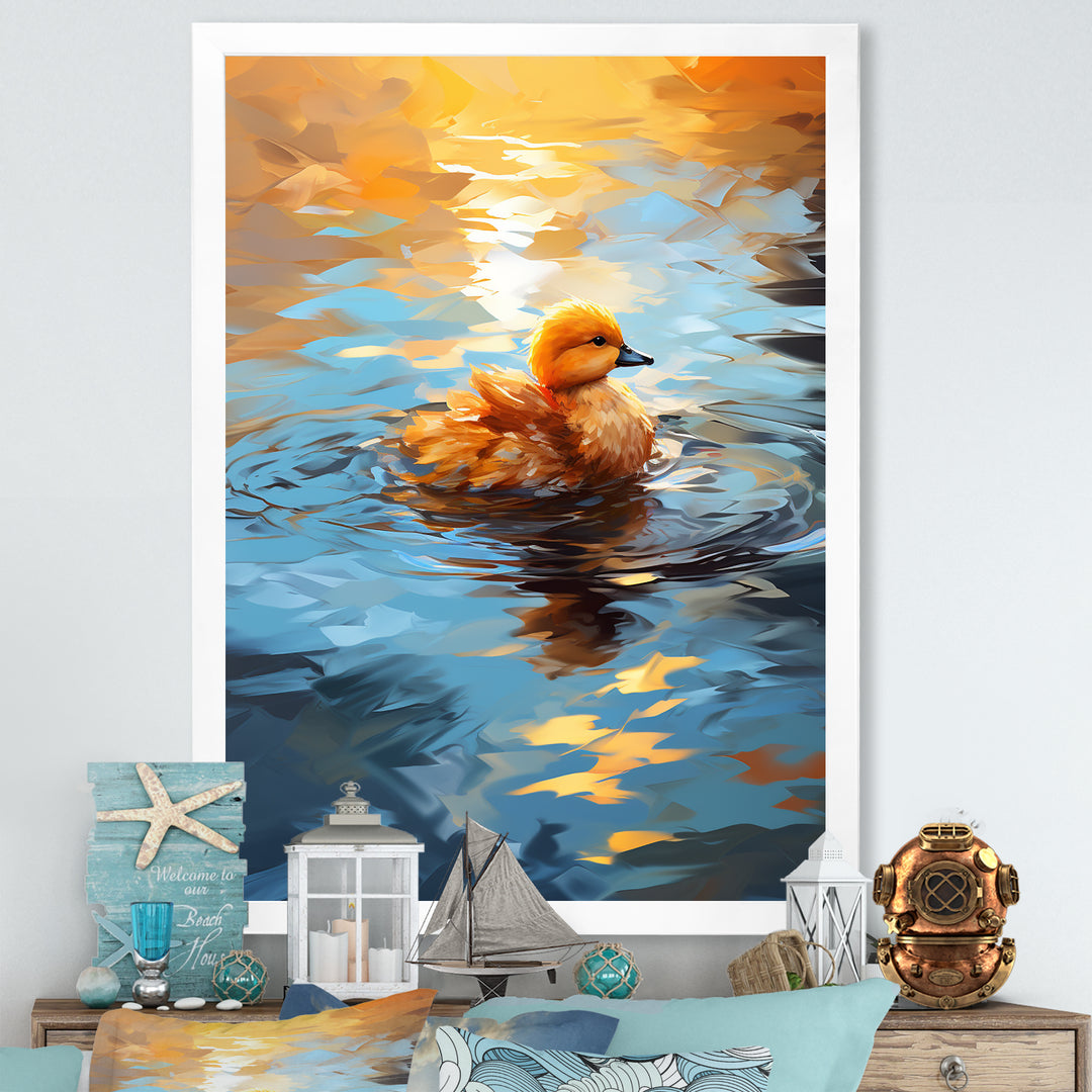 Yellow Duck Morning Quack Lake - Duck Bedroom Wall Art