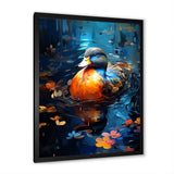 Blue and orange duck Morning Quack Lake - Duck Canvas Wall Art