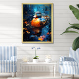 Blue and orange duck Morning Quack Lake - Duck Canvas Wall Art