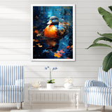Blue and orange duck Morning Quack Lake - Duck Canvas Wall Art