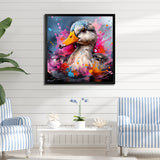 Colorful Neon duck Pond - Duck Canvas Wall Art