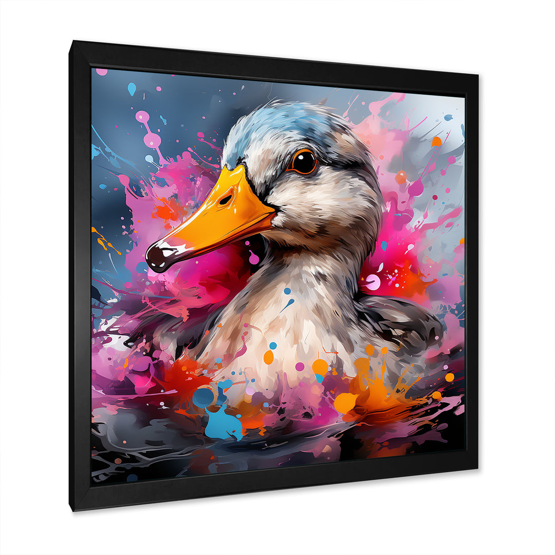 Colorful Neon duck Pond - Duck Canvas Wall Art