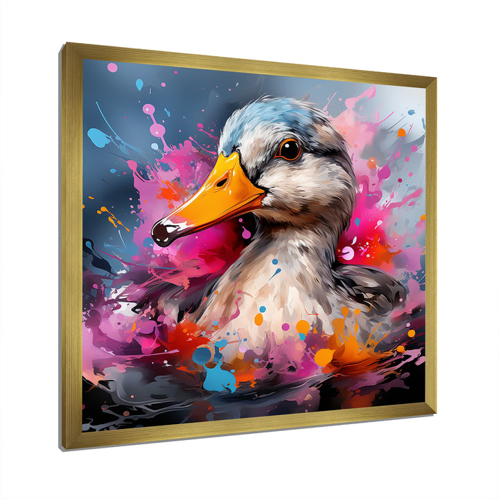Colorful Neon duck Pond - Duck Canvas Wall Art