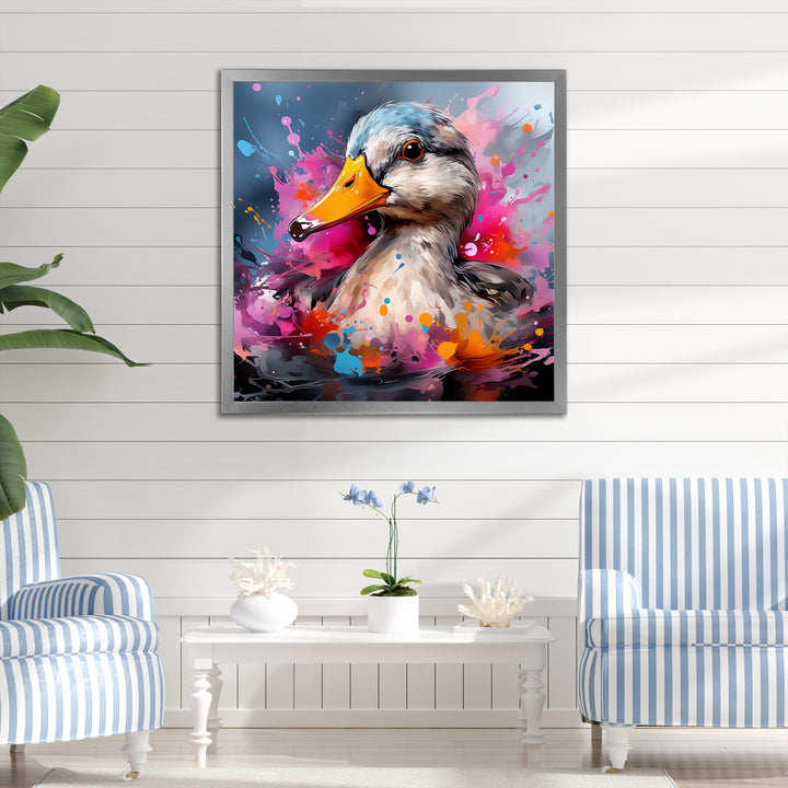 Colorful Neon duck Pond - Duck Canvas Wall Art