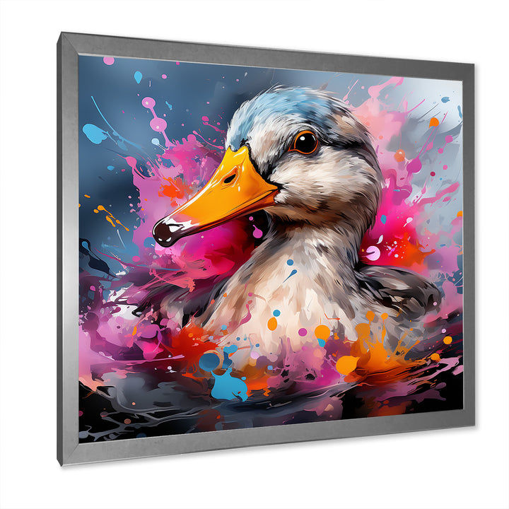 Colorful Neon duck Pond - Duck Canvas Wall Art
