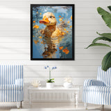 Yellow ducklings Pond Reflections - Duck Wall Art Prints