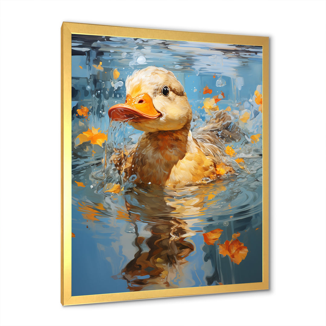 Yellow ducklings Pond Reflections - Duck Wall Art Prints