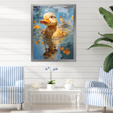 Yellow ducklings Pond Reflections - Duck Wall Art Prints