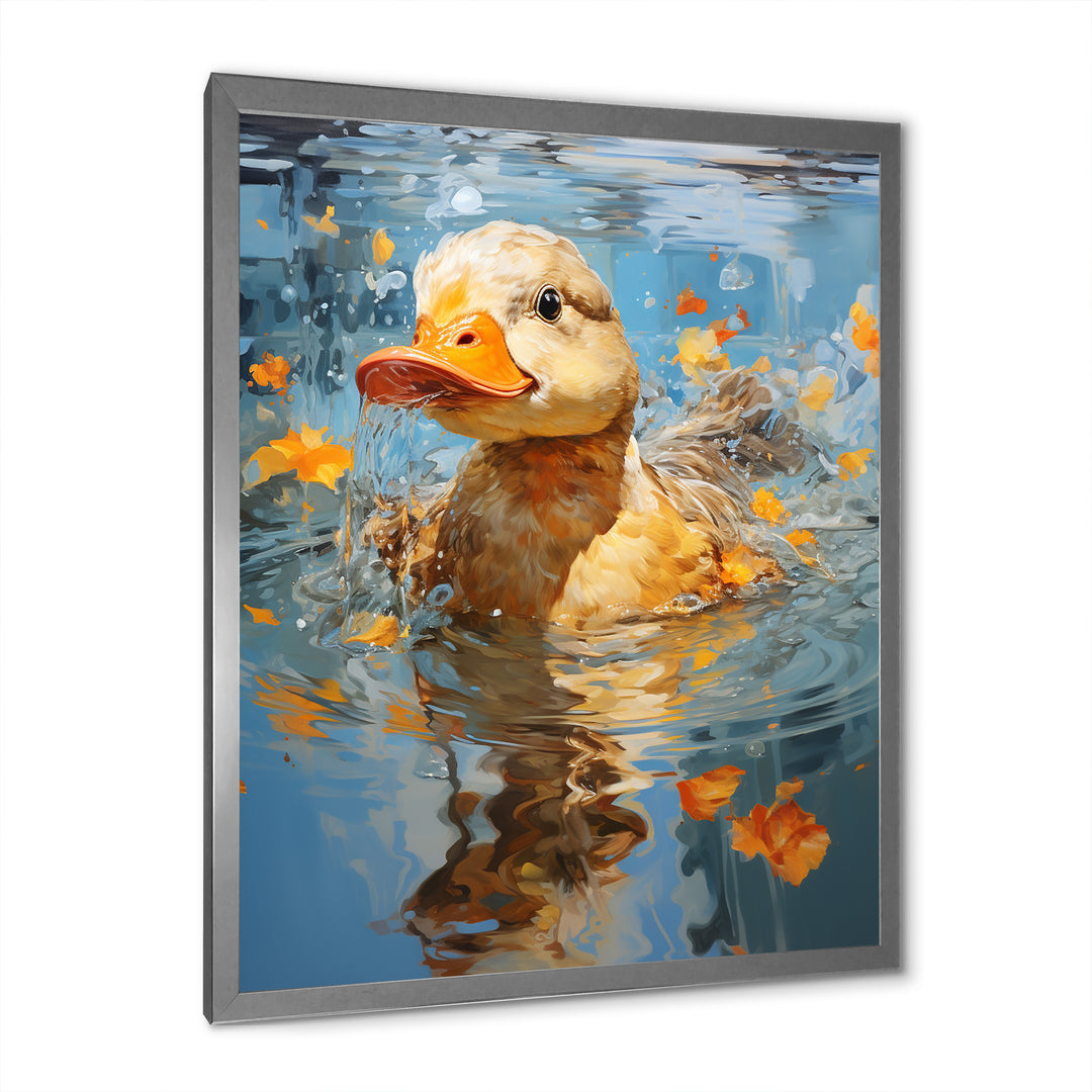 Yellow ducklings Pond Reflections - Duck Wall Art Prints