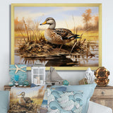 Waddling duck in the countryside I - Animals Canvas Wall Art