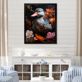 Duck s floral Shadow Diver - Duck Framed Canvas Art