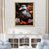 Duck s floral Shadow Diver - Duck Framed Canvas Art